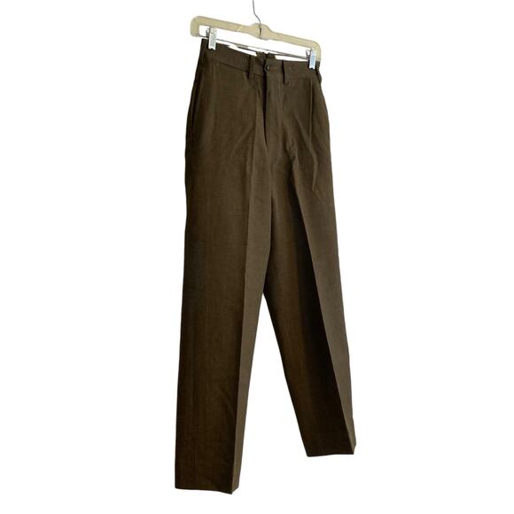 Vintage US Army 50s Olive Drab Green Button Fly High Waist Wide Leg Pants 25x27 - Picture 3 of 16